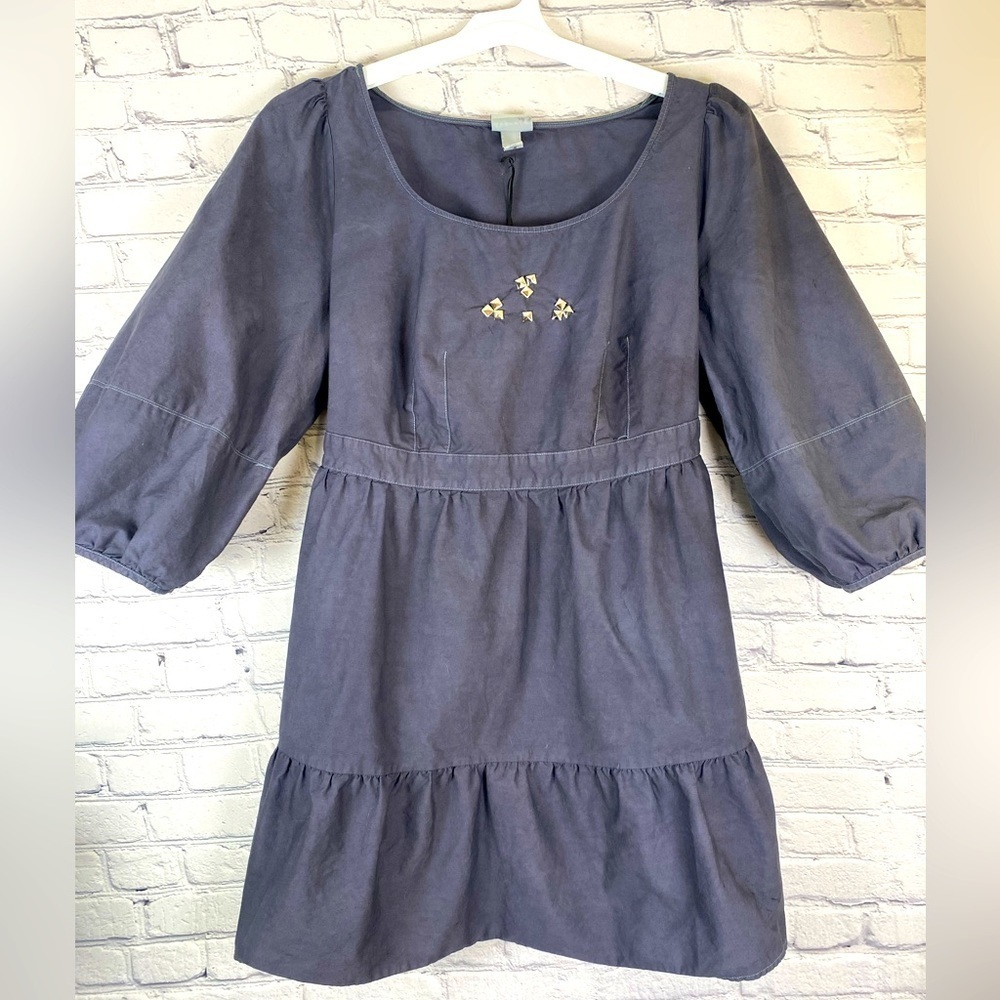 Ava & Viv Black Babydoll Midi Dress with Studs size 0X Goth Girl Monster High
